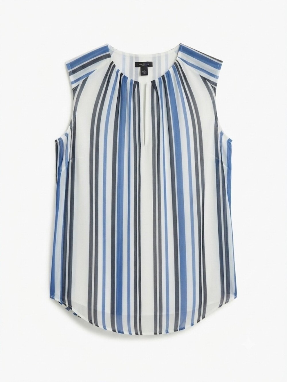 Ann Taylor Sleeveless Split-neck Vertical Stripe Blouse Size XS